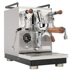 Espresso machine with wooden handles on a white background