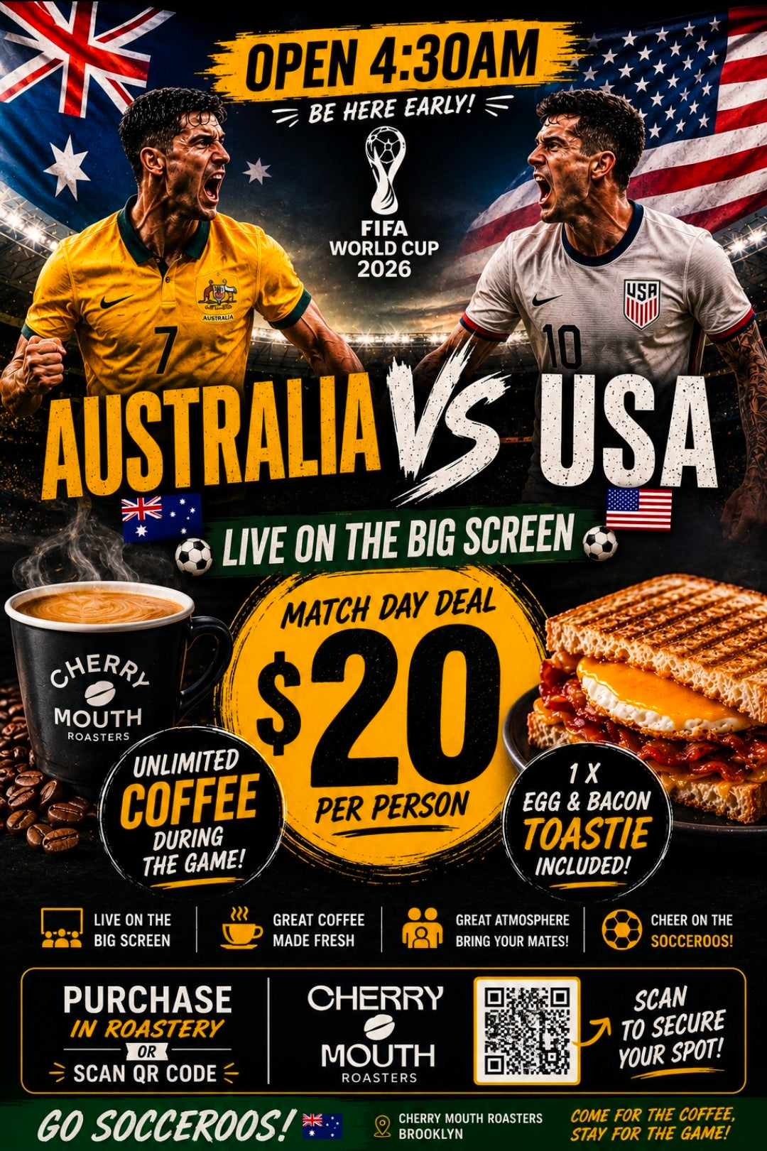 Australia vs USA World Cup Breakfast Ticket