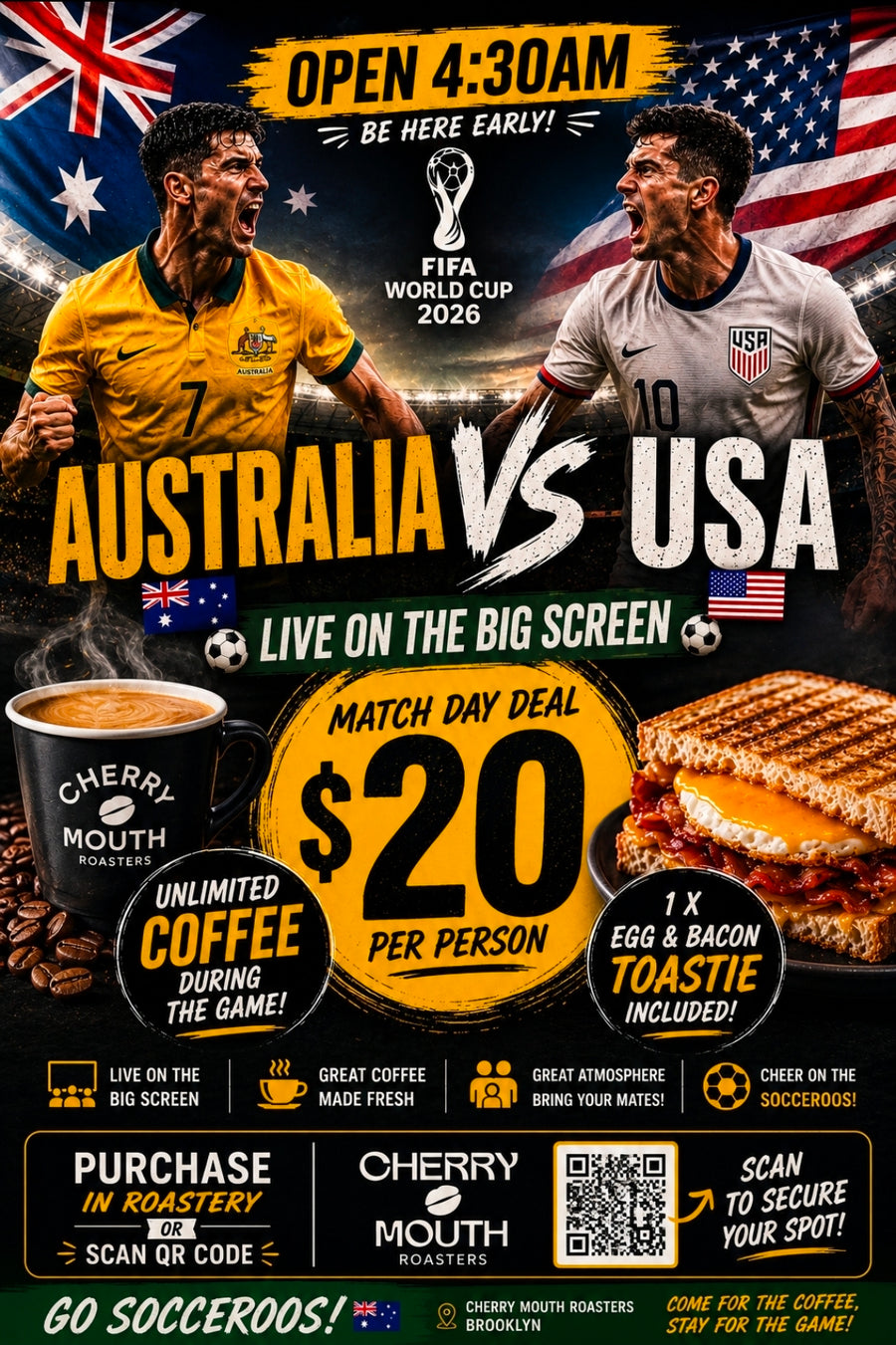 Australia vs USA World Cup Breakfast Ticket